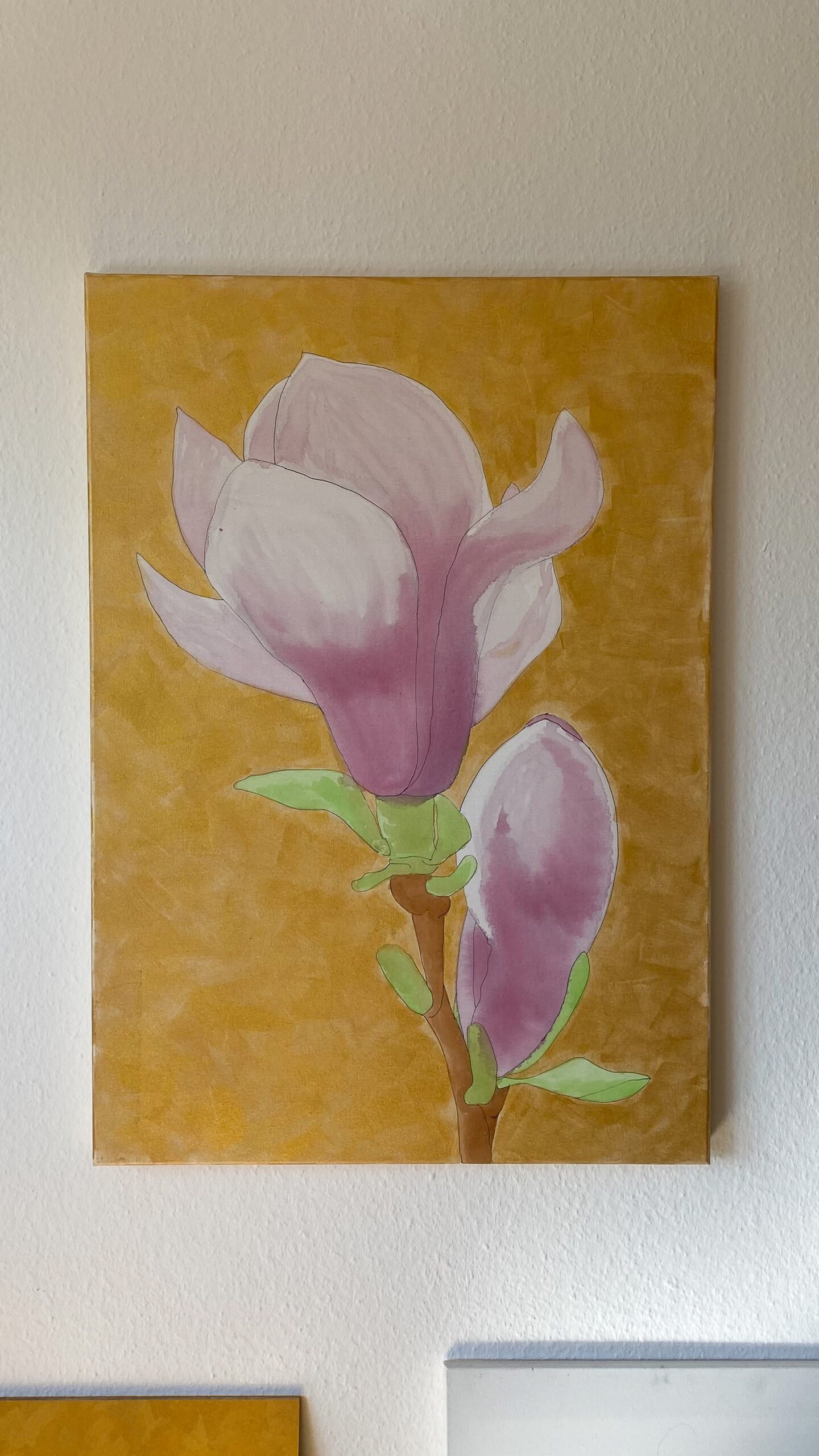 Magnolia acrylic painting on canvas by Lorena Krüner