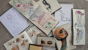 A layout of sketchbooks by lorena Krüner